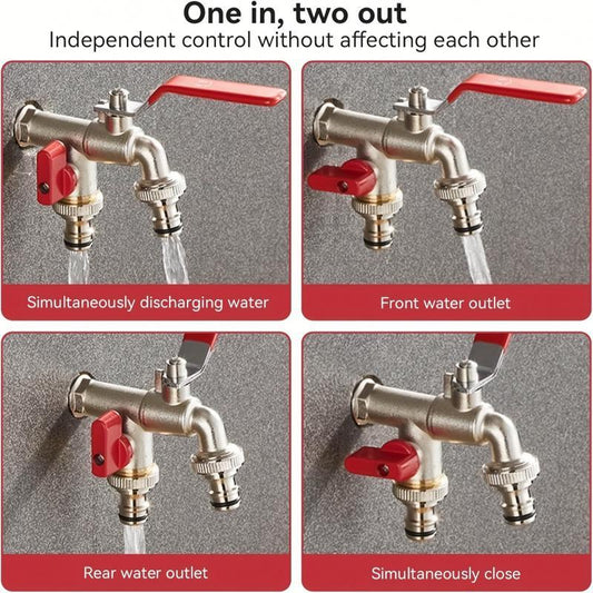 🚰 50% RABATT NU! 💧 Universal Dubbeluttag Trädgårdskran i Rostfritt Stål – Oberoende Ventiler, Kraftig & Enkel Installation ✨