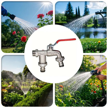 🚰 50% RABATT NU! 💧 Universal Dubbeluttag Trädgårdskran i Rostfritt Stål – Oberoende Ventiler, Kraftig & Enkel Installation ✨