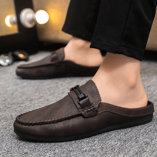 👞 50% RABATT NU! 🌿 Herr Casual Rygglösa Loafers – Slip-On Design, Andningsbar & PU Läder 🚶‍♀️