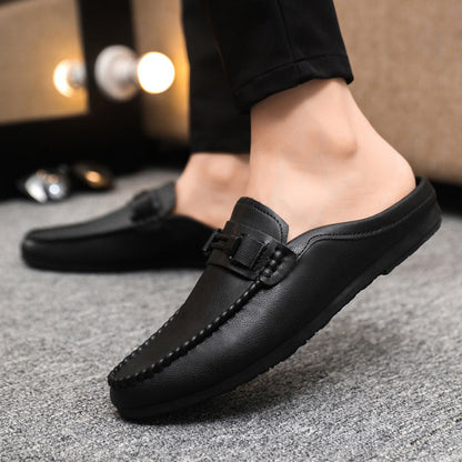 👞 50% RABATT NU! 🌿 Herr Casual Rygglösa Loafers – Slip-On Design, Andningsbar & PU Läder 🚶‍♀️