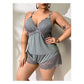 🌙 50% RABATT NU! 💤 Kvinnors Spetstrim Kantcamisol & Shorts Pajamas Set – Mjukt Satinliknande Tyg, Justerbara Remmar & V-ringning – Avkopplande Natt Basvara ✨