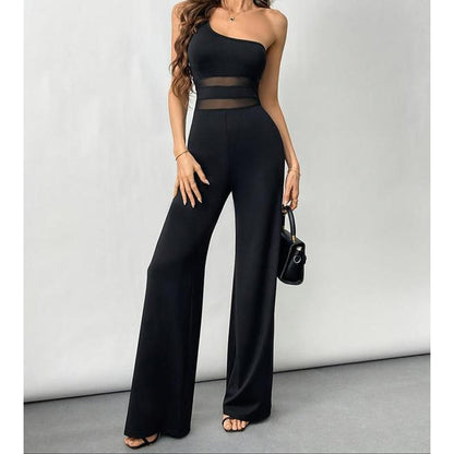 🖤 50% RABATT NU! 💃 Enaxlad Jumpsuit med Mesh-midja & Vida Ben✨
