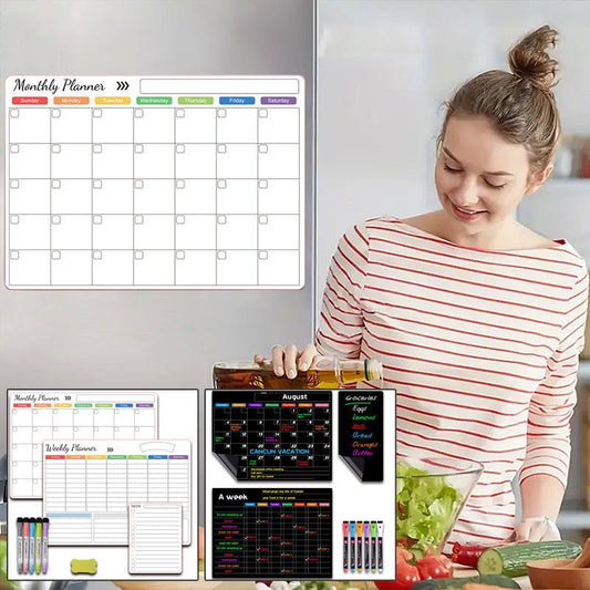 📅 50% RABATT NU! ✨ Magnetisk Suddig Kalenderset – Torrraderingstavla, Färgglada Pennor & Perfekt För Familjeorganisation 🧲