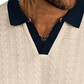 👕 50% RABATT NU! 👔 Herr Casual Texturerad Top – Kontrast Krage & Stickad Kvalitet – Mångsidig & Lätt Skötsel 🎩