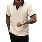 👕 50% RABATT NU! 👔 Herr Casual Texturerad Top – Kontrast Krage & Stickad Kvalitet – Mångsidig & Lätt Skötsel 🎩