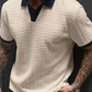 👕 50% RABATT NU! 👔 Herr Casual Texturerad Top – Kontrast Krage & Stickad Kvalitet – Mångsidig & Lätt Skötsel 🎩
