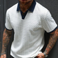👕 50% RABATT NU! 👔 Herr Casual Texturerad Top – Kontrast Krage & Stickad Kvalitet – Mångsidig & Lätt Skötsel 🎩