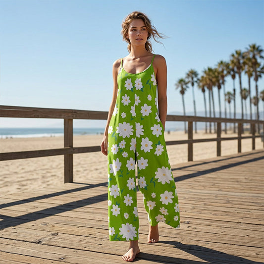 👗 50% RABATT NU! 🌸 Kvinnors Blommönstrad Vida Ben Hoppdräkt – Avslappnad Passform, Sidofickor & Andningsbar – Plusstorlekar Finns ✨