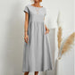 👗 60% RABATT NU! 🌸 Kvinnors Bomull-Linne Enfärgad Klänning med Fickor – Andningsbar, Smickrande Midja & Lättvikt – Perfekt För Vår & Sommar ☀️