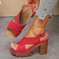 👡 50% RABATT NU!✨ Dam Chunky Heel Platform Sandaler – Justerbar Ankelrem & Nitade Korsband – Stiliga Sommarskor 🔥