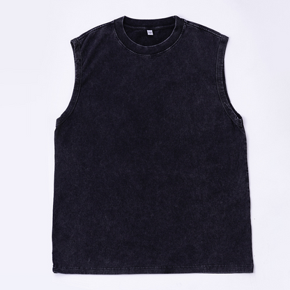 💪 50% RABATT NU! 👕 Herr Vintage Wash Ärmlös Tank Top – Premium Mjukt Tyg, Dynamisk Flexibilitet & Ergonomisk Muskelklippning ✨