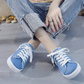 👟 50% RABATT NU! 💙 Kvinnors Denim Mule Sneakers – Fransade Kanter, Slip-On & Platt Sula – Ansträngningslöst Cool & Bekväm ✨