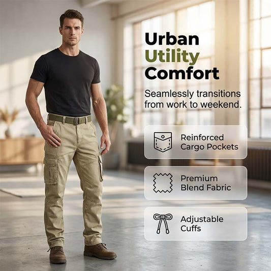 👖 50% RABATT NU! 🔧 Herr Klassiska Taktiska Cargobyxor – Multi-Ficka, Hållbar Bomullsblandning & Justerbara Muddar – Perfekt För Utomhus- & Vardagsbruk ✨