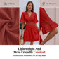 🏖️ 50% RABATT NU! 👗 Elegant Spetsklänning med V-ringad Hals, Veckad Design & Volangärmar – Perfekt för Sommarsemestern 🌺