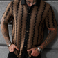 👔 50% RABATT NU! 🕶️ Herrarnas Retro Geometriska Stickade Skjorta med Kortärm – Vintage Mönster & Andningsbar Tyg ✨