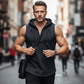 🏋️‍♂️ 50% RABATT NU! 💪 Herrarnas Ärmelösa Träningshoodie Tank – V-ringad & Inbyggd Huv 🔥