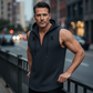 🏋️‍♂️ 50% RABATT NU! 💪 Herrarnas Ärmelösa Träningshoodie Tank – V-ringad & Inbyggd Huv 🔥