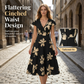 👗 50% RABATT NU! 🌸 V-ringad Klänning med Volanger & Tryck – Smickrande Passform & Flödande Fall ☀️