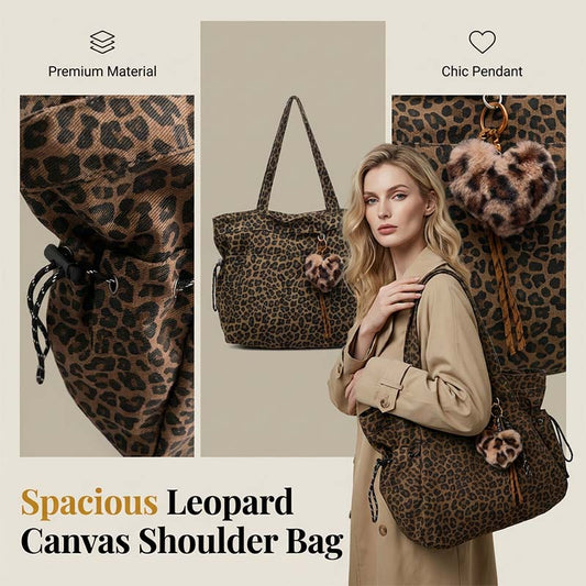 🐆 50% RABATT NU! 👜 Axelväska i Canvas med Leopardmönster – Chic Stil, Hållbar Canvas & Rymlig – Perfekt För Dagligt Bruk ✨
