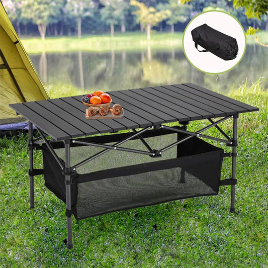 🏕️ 50% RABATT NU! 🪑 Bärbart Hopfällbart Campingbord – Kolstål & Verktygslös Montering – Perfekt för Picknick, Camping & Trädgård – Förvaringsväska Ingår 🌿
