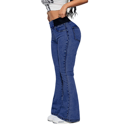 ✨ 50% RABATT NU!💎 2-Delars Set med Strasslinne & Vida Jeans – Hög Midja & Stretch Denim – Elegant Festoutfit 👖