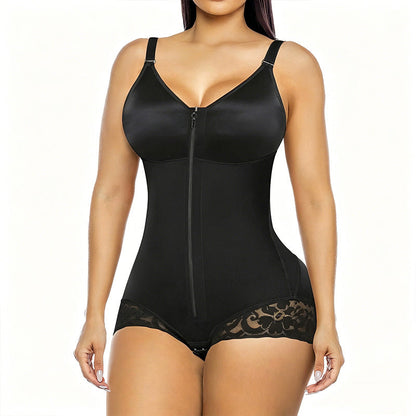 🖤 50% RABATT NU! ✨ Formande Bodysuit – Frontlås & 360° Magkontroll – Justerbara Axelband & Anti-Rull Silicone 👗