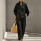 👚 50% RABATT NU! 👖 Kvinnors Ståkrage Topp & Vida Byxor Set – Vardagschic, Ansträngningslös Stil & Heldagskomfort 🌿