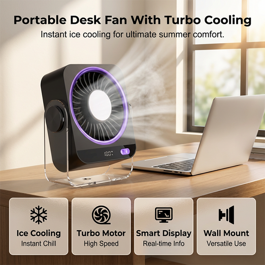 💨 50% RABATT NU!🔇 Bärbar Bords- & Väggfläkt – Smart LED-display & Turboflöde – Sommar Essential 🔌
