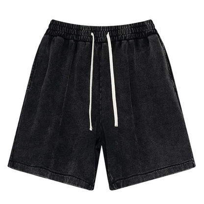 🩳 50% RABATT NU! 🌿 Shorts i Tvättad Bomullsblandning – Retro Unisexmodell – Avslappnad Passform & Justerbar Midja – Perfekt för Sommaren ☀️