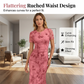🌸 50% RABATT NU!💃 Damklänning i Blommigt Nät – Rynkad Midja & Romantisk Stil – Perfekt för Dejter ✨