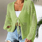 🌿 50% RABATT NU! 👗 Casual Löst sittande V-ringad Genombruten Cardigan – Andningsbar Stickning, Knytning & Lättvikt – Sommarbasvara ✨