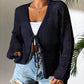 🌿 50% RABATT NU! 👗 Casual Löst sittande V-ringad Genombruten Cardigan – Andningsbar Stickning, Knytning & Lättvikt – Sommarbasvara ✨