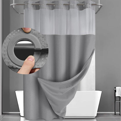 🛁 50% RABATT NU! 🚿 Våffelmönstrat Duschdraperi – Dubbel Vattentät Design & Smarta Tryckknappar ✨