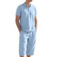 👕 50% RABATT NU! 🌿 Herr Linne Skjorta & Casual Byxor Set – Andningsbar & Avslappnad – Perfekt Sommarbasvara ☀️