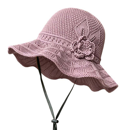 🧶 50% RABATT NU! 👒 Kvinnors Virkad Bucket Hat – Blomsterdetalj, Bredbrättad & Bomull – Andningsbar Sommarstil 🌸