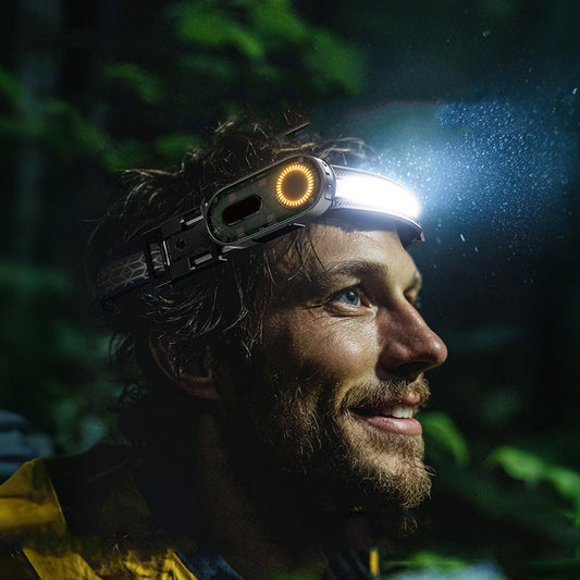 🔦 50% RABATT NU! 🏃‍♂️ 230° Bred Stråle Pannlampa – Type-C Laddning & Rörelsesensor – Dubbla Ljuslägen & Lättviktig – Handsfri Utomhuslampa ⛰️