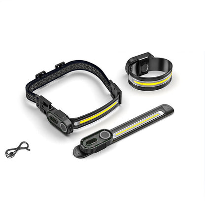 🔦 50% RABATT NU! 🏃‍♂️ 230° Bred Stråle Pannlampa – Type-C Laddning & Rörelsesensor – Dubbla Ljuslägen & Lättviktig – Handsfri Utomhuslampa ⛰️