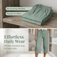 👖 50% RABATT NU!🌿 Dam Plisserade Croppade Byxor – Linne-Bomull Vid Ben & Andningsbar – Sommar Casual Essential 🍃