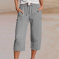 👖 50% RABATT NU!🌿 Dam Plisserade Croppade Byxor – Linne-Bomull Vid Ben & Andningsbar – Sommar Casual Essential 🍃