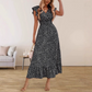 👗 50% RABATT NU!🌿 Dam V-ringad Smockad Maxi Klänning – Hög Midja & Fladder Ärmar – Flödande Lång Kjol – Lättviktig Sommar Fest Klänning 💃