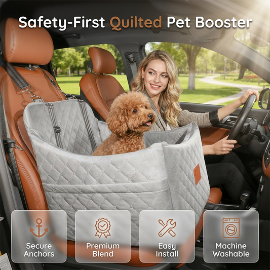 🐶 50% RABATT NU!🚗 Vadderad Hund Booster Bil Sits – Förhöjd Vy & Säkerhetsremmar – Mjuk Resesäng för Hundar – Bilinteriör Skydd 🛡️