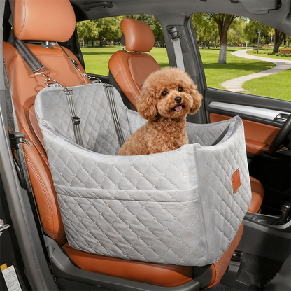 🐶 50% RABATT NU!🚗 Vadderad Hund Booster Bil Sits – Förhöjd Vy & Säkerhetsremmar – Mjuk Resesäng för Hundar – Bilinteriör Skydd 🛡️