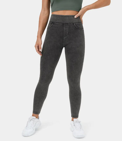 👖 50% RABATT NU!✨ Casual Stretch Denim Leggings – Hög Midja & Bakfickor – Smickrande Jeggings för Vardagsbruk 💃