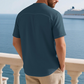 👕 50% RABATT NU!✨ Herr Casual Enfärgad Kortärmad T-shirt – Unik Ståkrage & Raglanärm – Texturerad Bomullsblandning 🌿