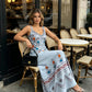 👗 50% RABATT NU!🌸 Blommig V-ringad Ärmlös Klänning – Boho-mönster & Sidospalt – Elegant A-linje Sommarklänning 💃