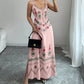 👗 50% RABATT NU!🌸 Blommig V-ringad Ärmlös Klänning – Boho-mönster & Sidospalt – Elegant A-linje Sommarklänning 💃
