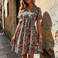🌸 50% RABATT NU!👗 Dam Sommar Klänning med Blommönster & V-ringning – Flödande A-linje & Lätt – Romantisk Kortärmad Klänning ☀️