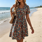 🌸 50% RABATT NU!👗 Dam Sommar Klänning med Blommönster & V-ringning – Flödande A-linje & Lätt – Romantisk Kortärmad Klänning ☀️