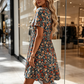 🌸 50% RABATT NU!👗 Dam Sommar Klänning med Blommönster & V-ringning – Flödande A-linje & Lätt – Romantisk Kortärmad Klänning ☀️