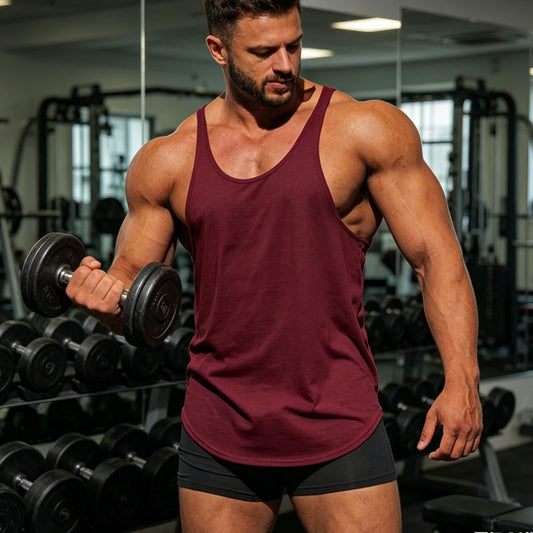 💪 50% RABATT NU! 🏋️ Herr Stringer Tank Top – Racerback, Andningsbar Bomullsblandning & Böjd Fåll – Visa Upp Dina Gains 🔥